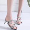 Luxury Designer Shoes New Women's Sandals Heeled Sandals Female High Heels Rhinestones Luxury Party Shoes Slip on Women Slippers