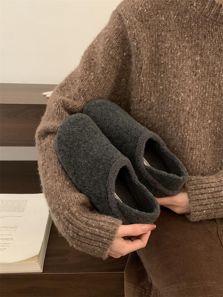 2025 New Autumn and Winter Versatile Boken Single Shoes Velvet Boken Shoes Warm Fluffy Shoes Cotton Shoes Women's Shoes