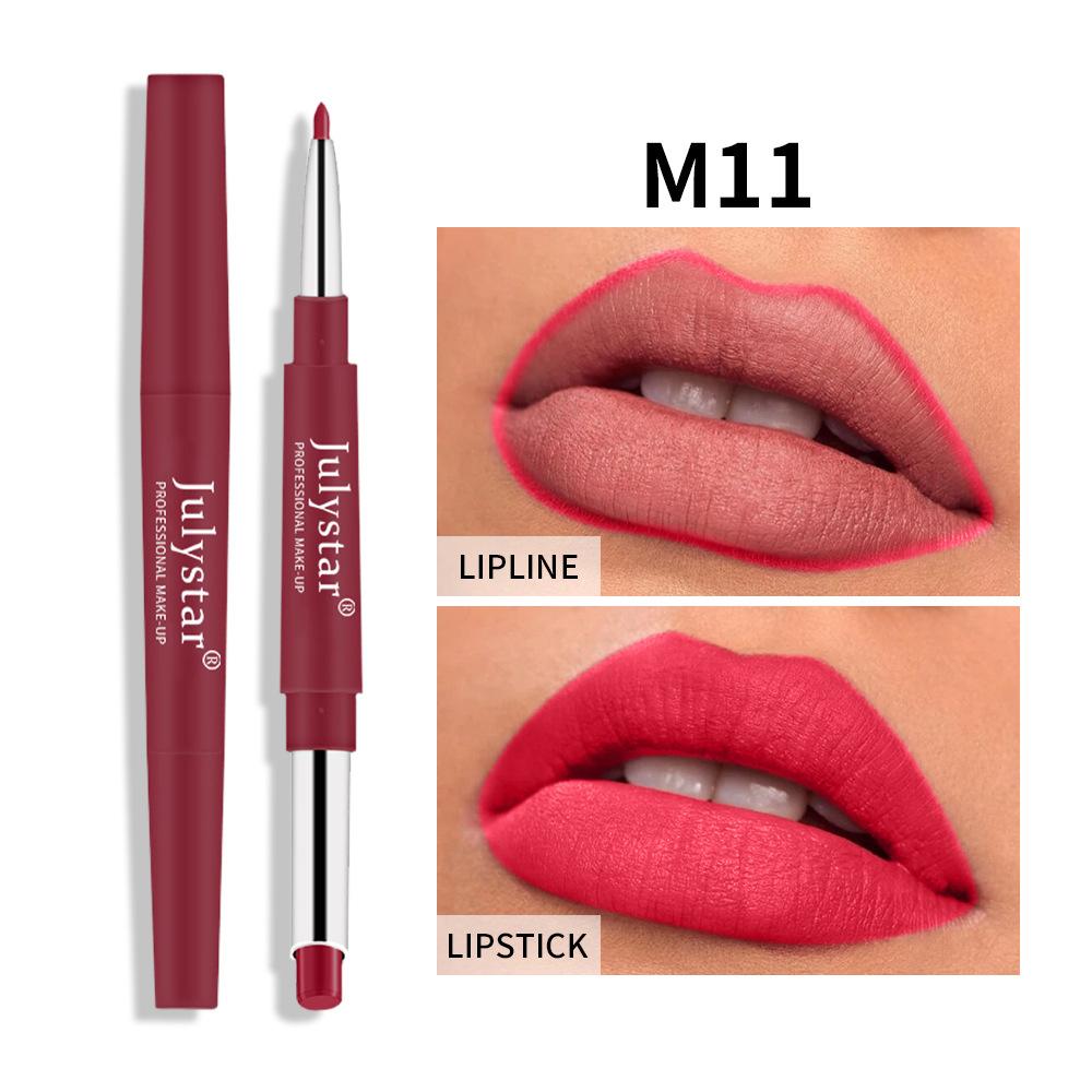 

beauty rotating pink lipstick lipstick non-fading bean paste double-ended lip liner 2.1g