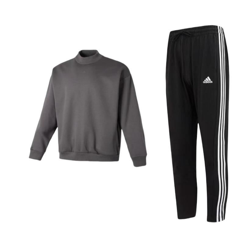 

Adidas Толстовка с капюшоном для фитнеса и тренировок с логотипом, цветные полосатые трикотажные длинные брюки, повседневный спортивный комплект, мужские комплекты IC0044+IX1966 S