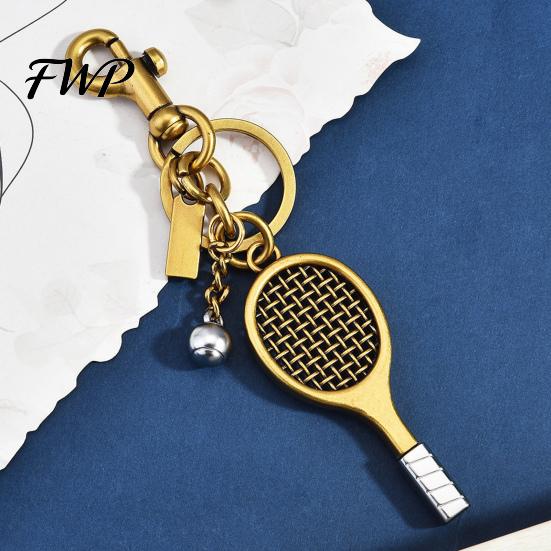 Sports Charm Keychain Pendant Style Mini Racket Tennis Ball Design Key Chain Lightweight Bag Car Accessory