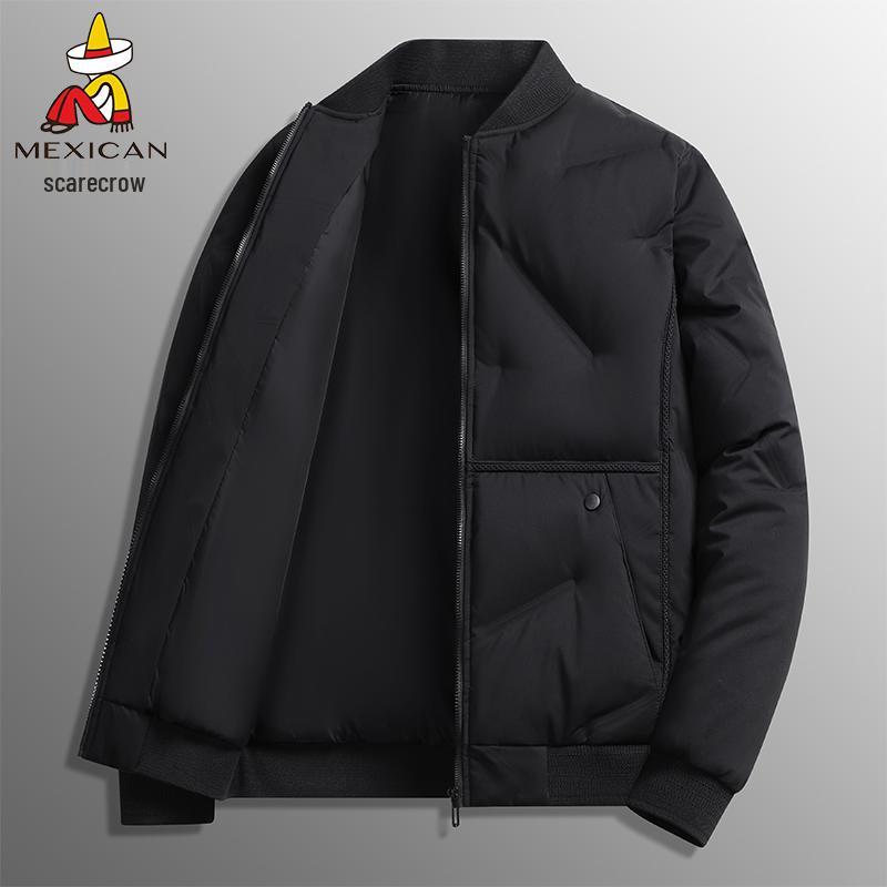 

Men s Winter Trendy Baseball Collar Down Cotton Jacket - Warm, Thick Casual Coat XL (120-135 jin)