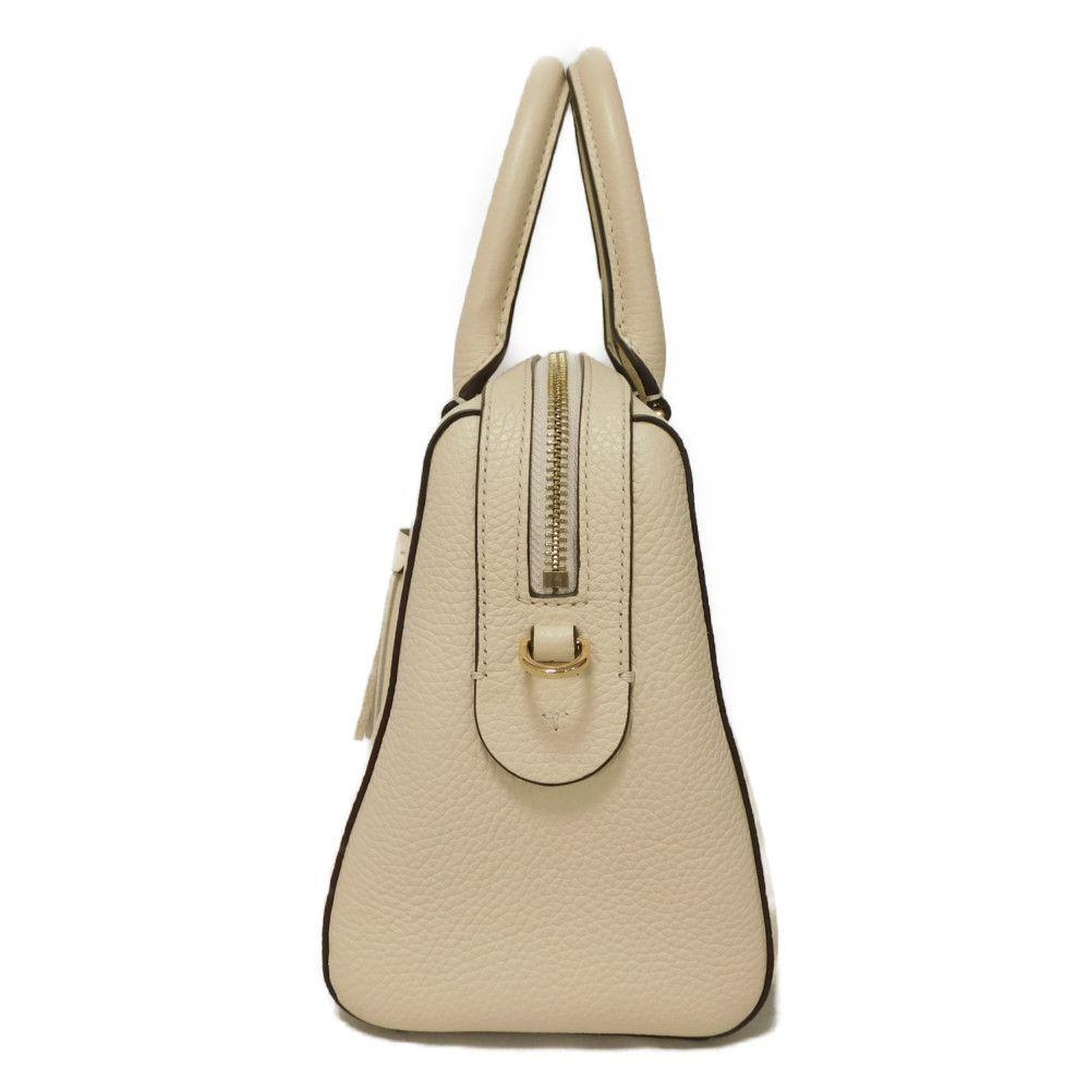 Used Thea Web Small Satchel 10833 84777 7922 Calfskin Tassel 3-Way Shoulder Bag with Double T Logo Ivory Women's from