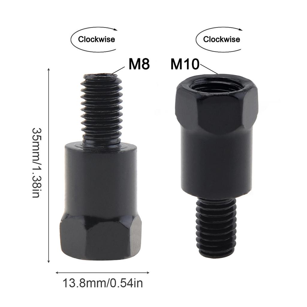 1 Stück 8mm 10mm Spiegeladapter Schwarz Silber Metall Rückspiegel Bolzen Schraube Gewinde Umwandlungsbolzen Motorradspiegel Schraube Linksgewinde Rechtsgewinde