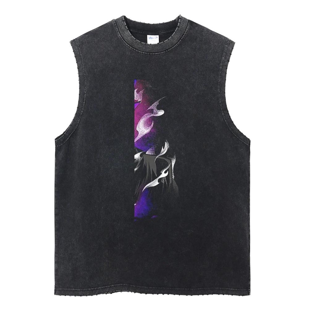 

Винтажная уличная одежда Мужские футболки без рукавов Хлопковые мужские топы Футболки Выстиранные Аниме Повседневные топы Мода Харадзюку Футболка-майка оверсайз 3XL