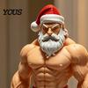 Christmas Desk Decorations 3D Printed Fitness Santa Claus Figurine, Muscular Statue, Trendy Home Office Decor Creative Sports Figure Desktop Ornament