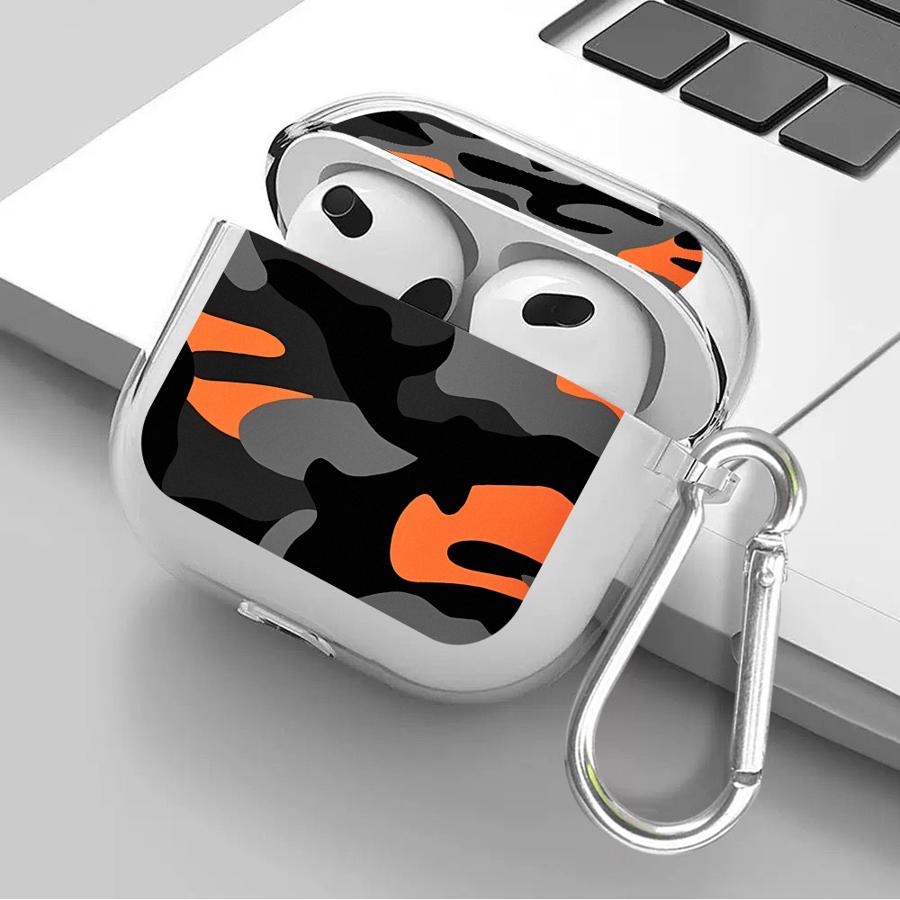 Case For Airpods 4 Pro 1 Pro3 Pro2 3 2 Clear Earphone Cases Cover Camouflage Pattern