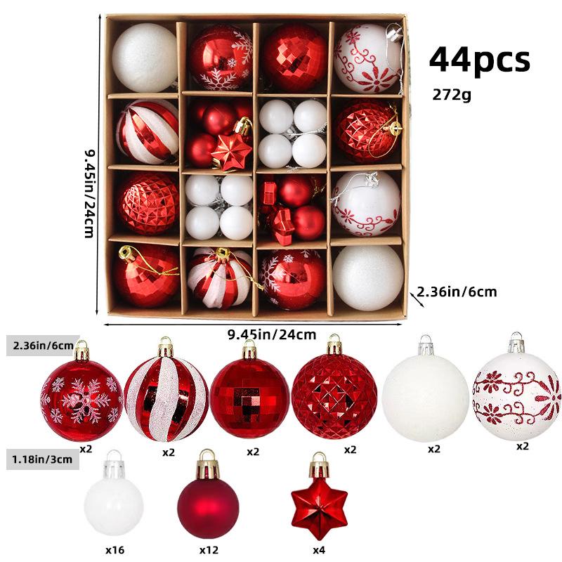 6CM Electroplated Irregular Painted Christmas Ball Ornaments Gift Box Set - Tree Hanging Decorations