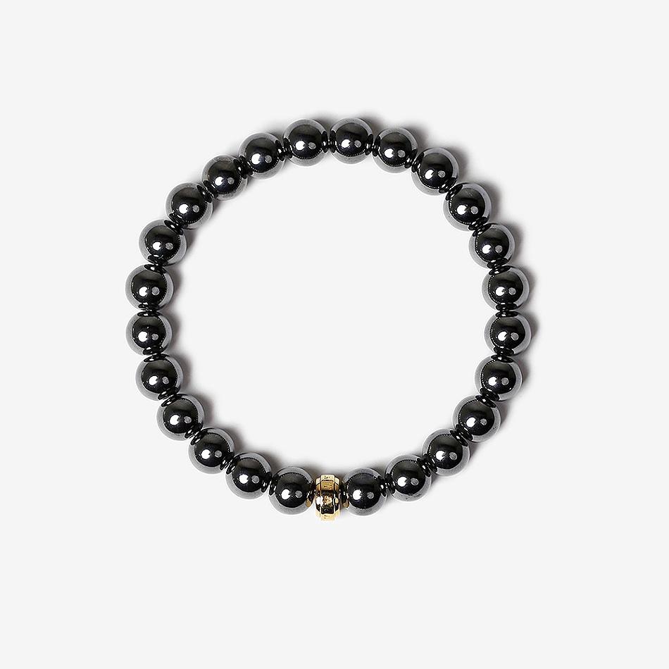 Aekki Gold Plata Hematite Natural Stone Bracelet