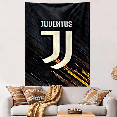Juventus Logo with Abstract Background Patterned Tapestry Home Decor, Suitable for Bedroom and Living Room, Gift