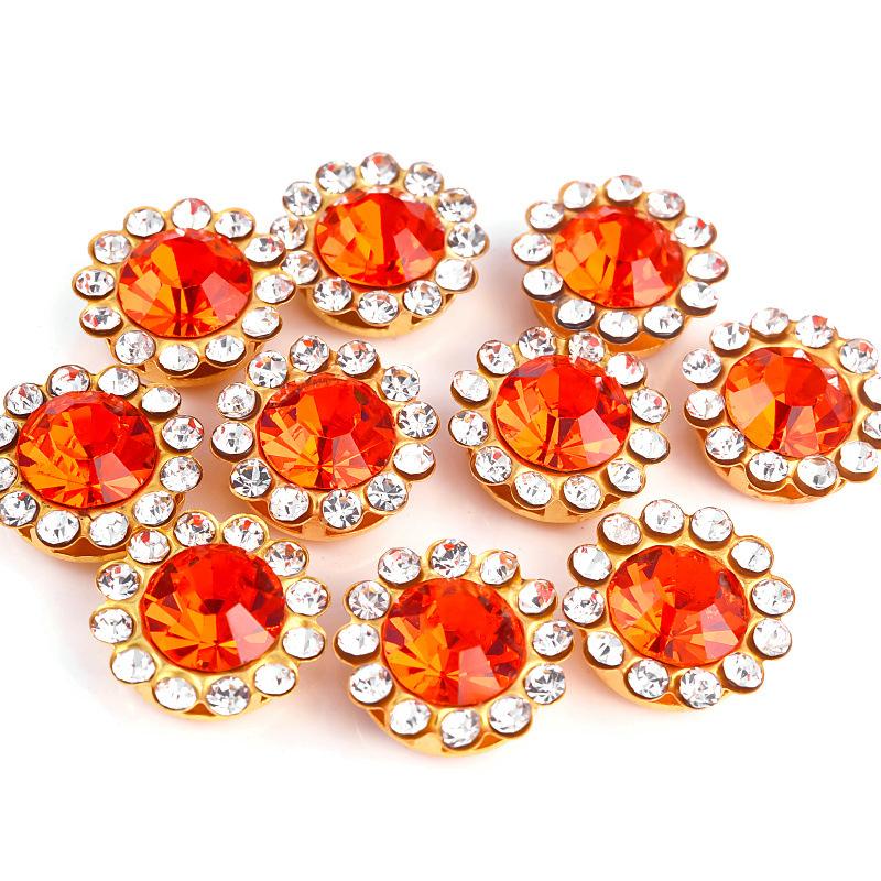 Sun Flower Claw Diamond, Glass Flower-Shaped Rhinestone Buckle Hand Seam Diamond, Round Flower Plate Grab Diamond Diy Jewelry Button Decoration
