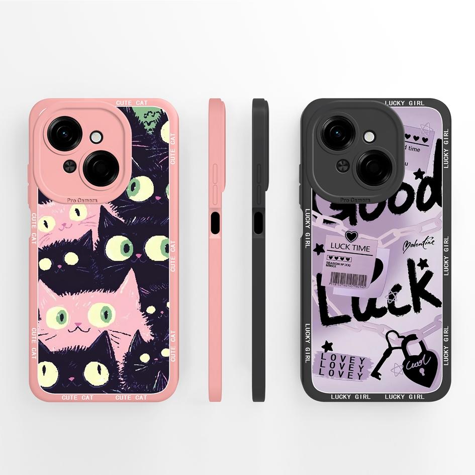 Do etui na telefon Tecno Pova 4 5 6 Pro Neo 3 Pop 8 9 z płynnego silikonu, modny mały miś, słodki, pulchny kot, miękka ochrona aparatu, torby na telefony do Tecno Capa