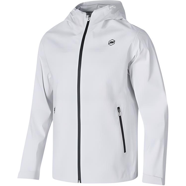 Skechers Sports Lifestyle Series Woven Hooded Zip-Up Long Sleeve Waterproof Jacket Men jackets Bright-White P324M013-0019 M