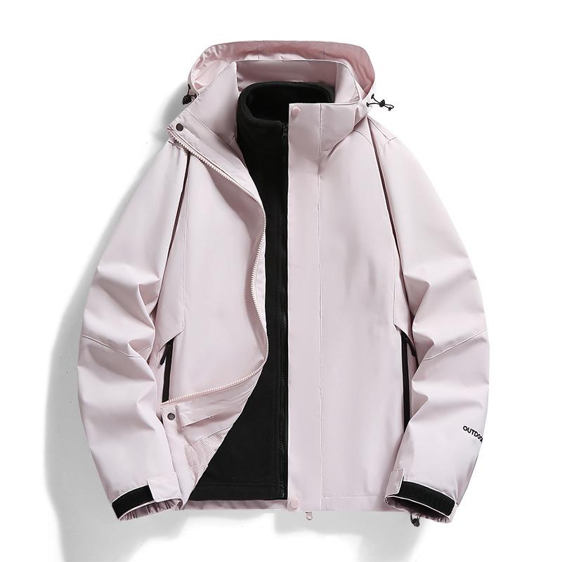 Outdoor Couple Jacket with Detachable Cap Waterproof and Windproof Jacket for Teenagers Mountaineering Clothes.