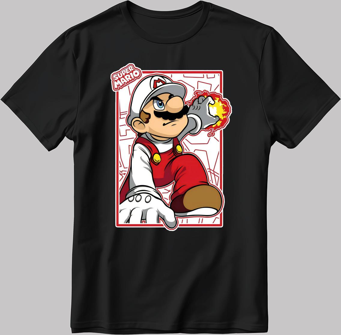 Super Mario Bros. White-Black Men/Women T Shirt AB207 2XL