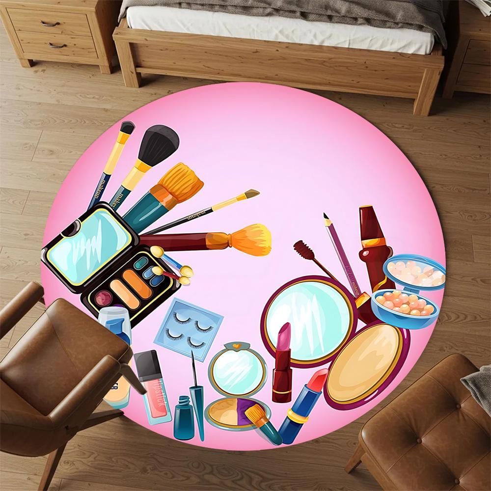 1pc makeup cosmetics Round Chair mat Area Rug - Non-Slip, Floor Mat for Office, Bedroom, and Indoor Decor c1125366