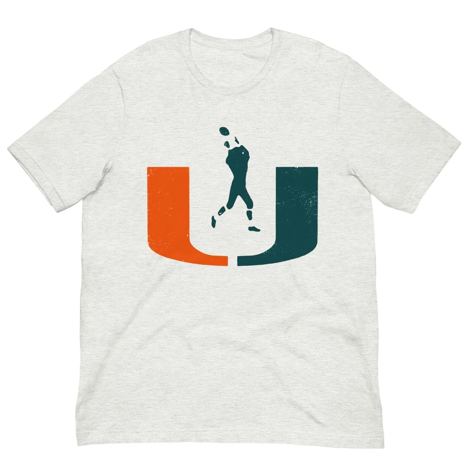 University of Miami Football Hurricanes Vintage Retro College T-Shirt L