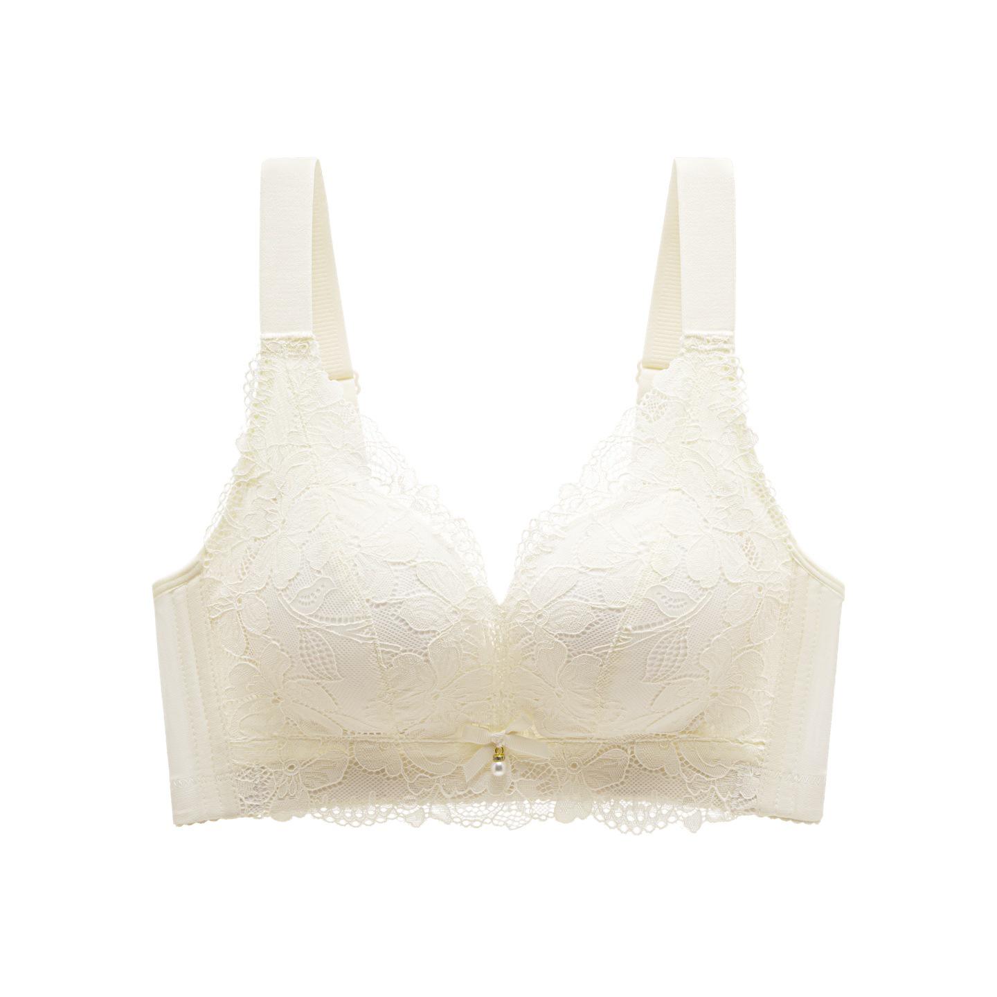 Original Lace Wireless Bra for Small Busts: Adjustable, Side-Gathering, Plus Size Support, Thin Style 38/85C Thin Cup шампанского