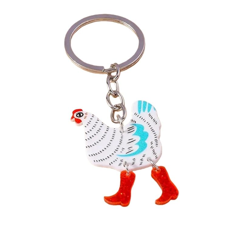 

Rooster Chicken Keyring Pendant Women Girls Stylish Handbag Accessories for Everyday Use Holiday Present белый