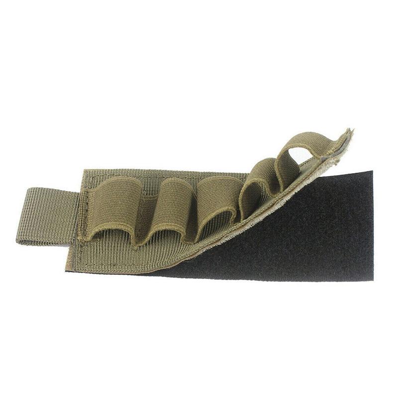 Tactical Hunting Ammo Holder 5 Rounds Shell Holder Bullet Bag Adhesive Patch for Rifle 12GA Shotgun Hunting Gun Accessories