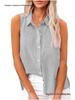 Sommer ärmelloses Revers Baumwolle Leinen Damenhemd