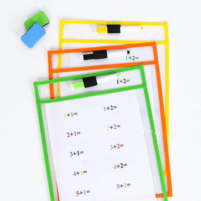 10Pcs Dry Erase File Folder Document Bag For Reusable Writing And Wiping Bags For Office And School