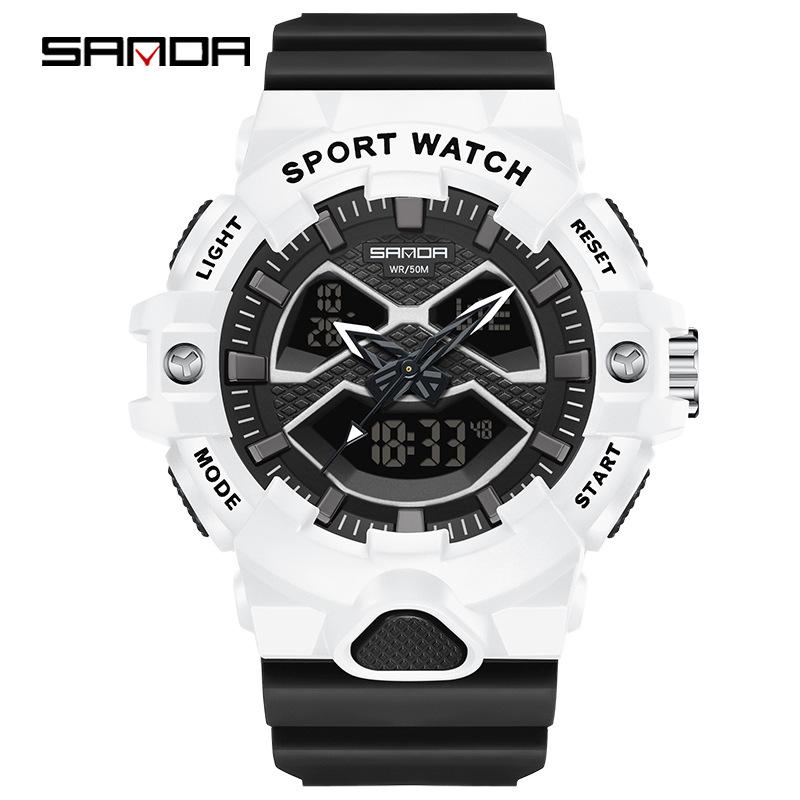 Sanda Dual Display Waterproof Sports Watch for Men - Multifunctional, Versatile, Fashionable