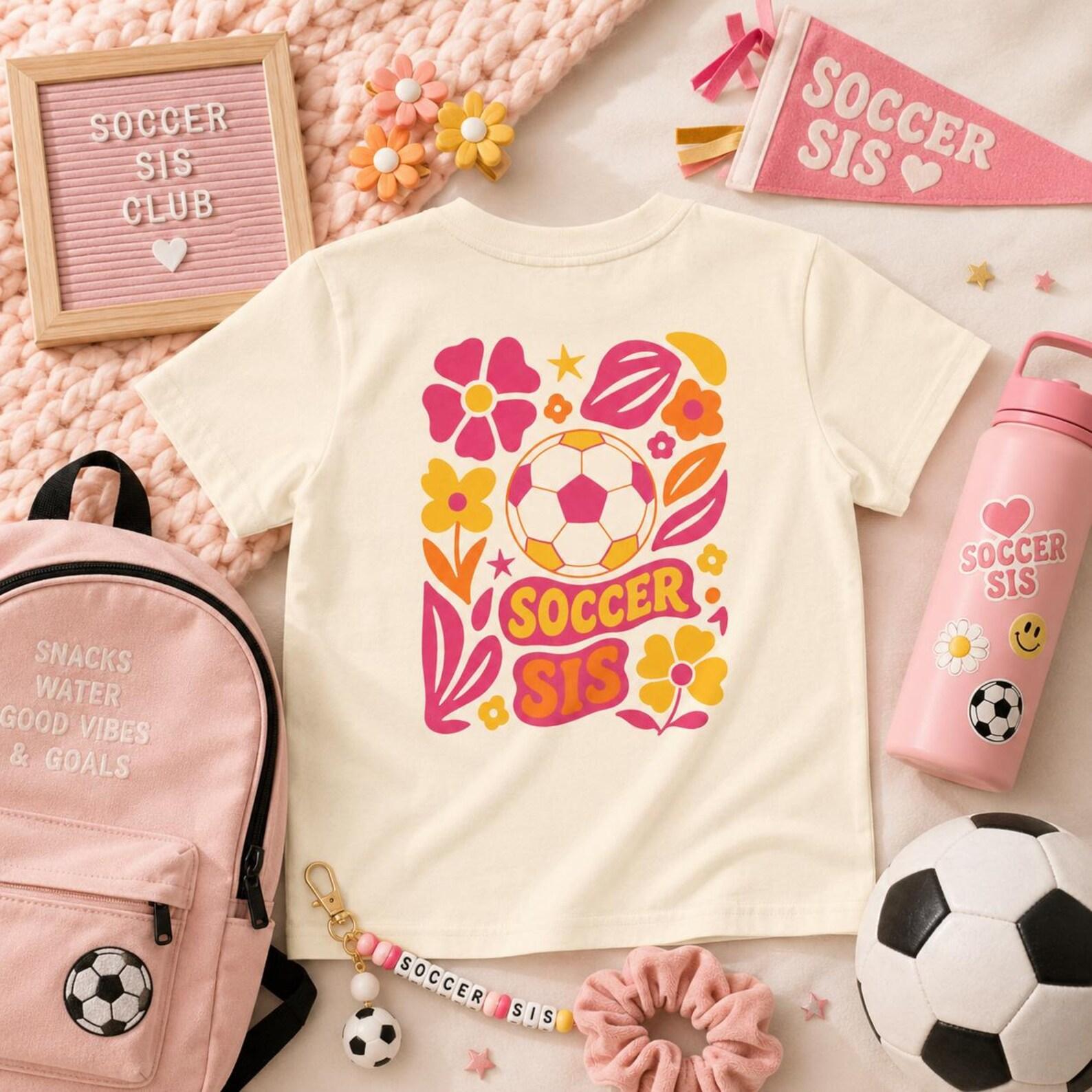 Soccer Sister Youth Tee | Floral Soccer Ball Design, Kids Sports Shirt S