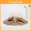 Straw Hat Women Summer Sunshade Wide Brim With Flower Pattern For Beach Vacation