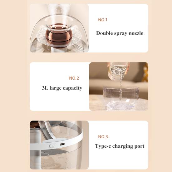 Bedroom Smart Humidifier Silent Operation Portable Design Automatic Mode Humidity Sensor Transparent Cool Mist Desktop Humidifier