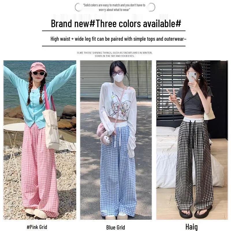 Women's Plaid High-Waist Wide-Leg Pants