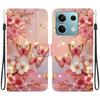 Handmade PU Leather Flip Case for Xiaomi Redmi Note 13 (5G) Anti-Slip Shockproof Cover with Wrist Strap & Heart/Rose Cat Designs