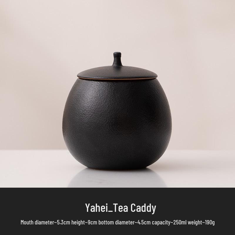 Beige Airtight Ceramic Tea Canister for Black, Pu-erh, Longjing Tea - Small, Moisture-Proof Storage Container