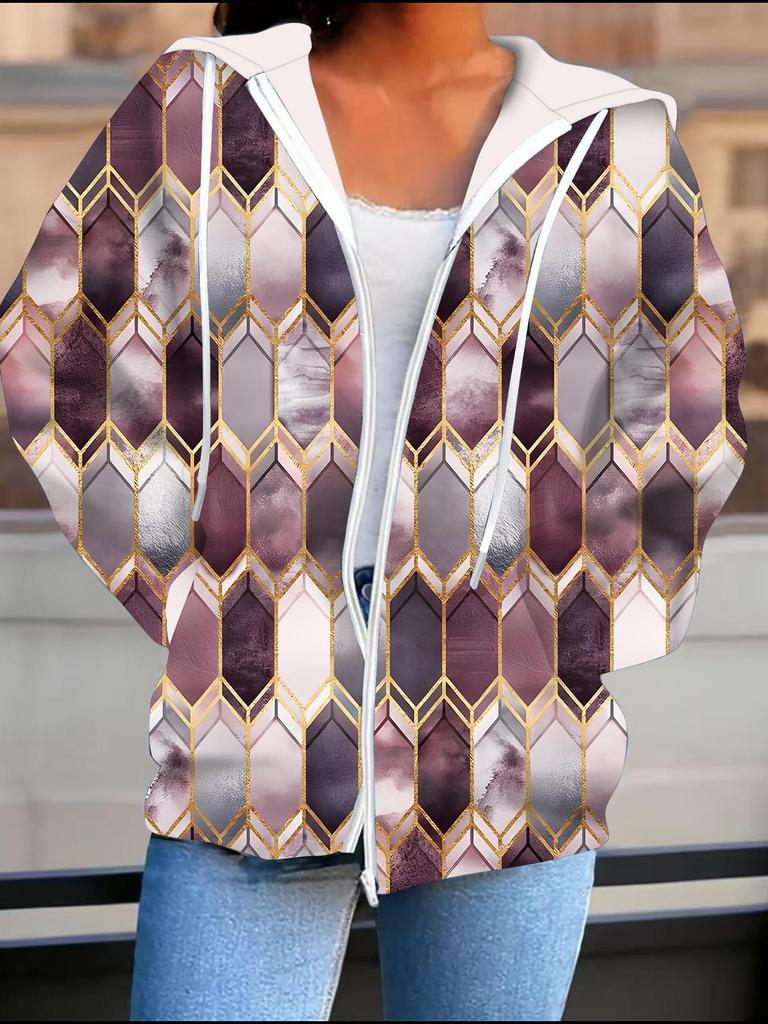 Cardigan con cappuccio stampato 3D a fiori Taglie forti Autunno Inverno Retrò
