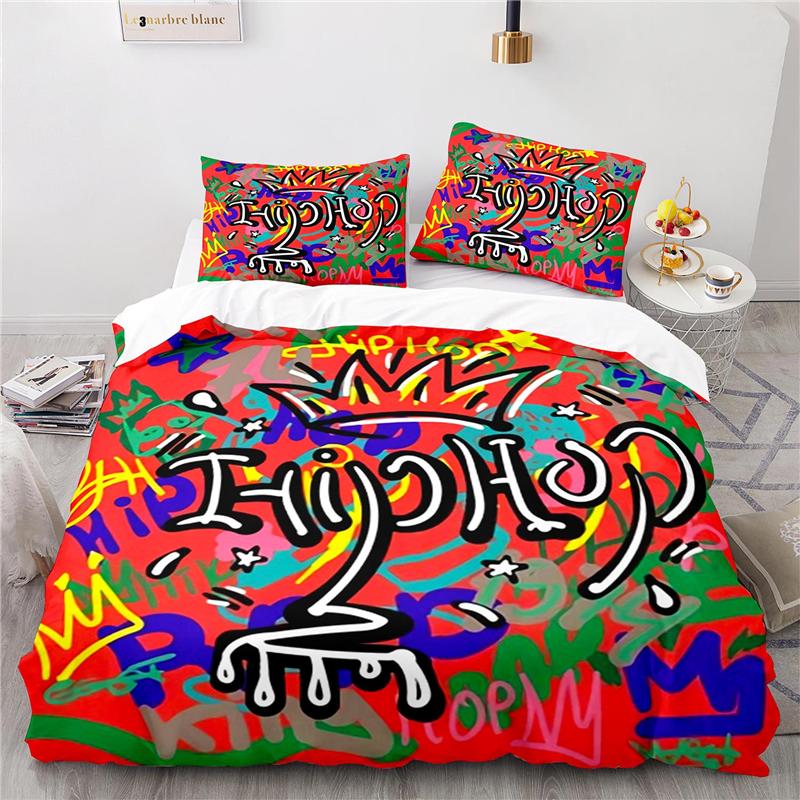 American Hip-hop Style Street Music Graffiti Printed 3D Bedding Set Duvet Cover Sets with Pillowcase Twin Full Queen King Size