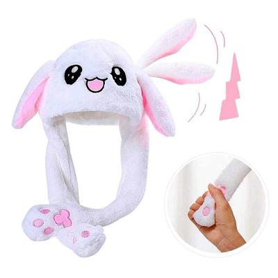 Cute Hats with Earflaps Rabbit Women Girls Hat Plush Moving Shine Bunny Ears Hat Movable Ears Toy