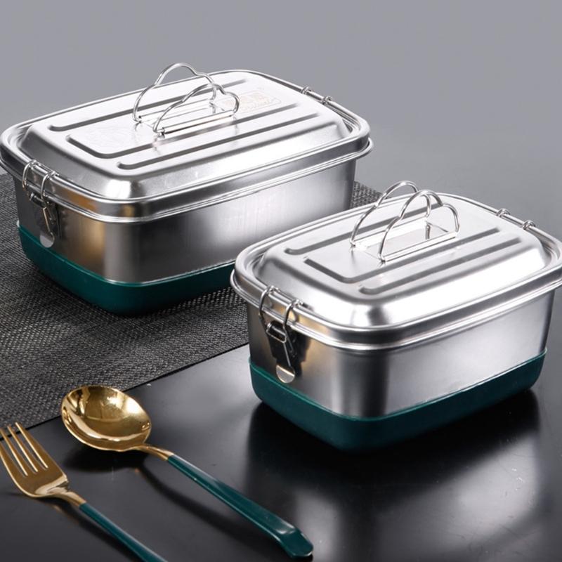 Stainless Steel Lunch Box Double Layer Bentos Box with Compartments Leak Proof Food Container for Adults and Kids