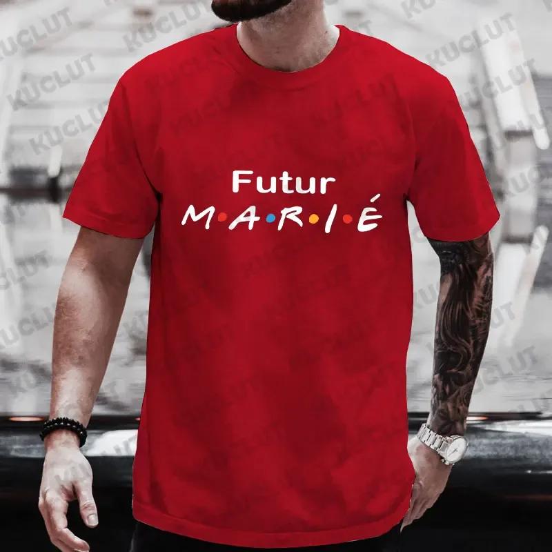 Französisches Team Zukünftiger Bräutigam T-Shirt Hochzeitsoberteile 2024 Mode Schriftzug Single Abschied Junggesellenabschied EVG T-Shirt Trauzeuge T-Shirts