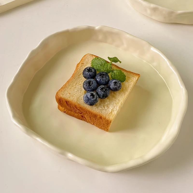 Ins Style Irregular Plate Simple Household Dish Ceramic Highend Feeling Matte Pasta Plate