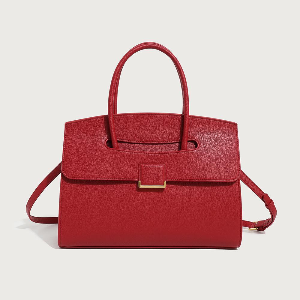 2024 Cross-Border Women's Handbag Briefcase for Commuting, Genuine Leather Original Niche Tote Bag, Large Capacity Simple Handbag