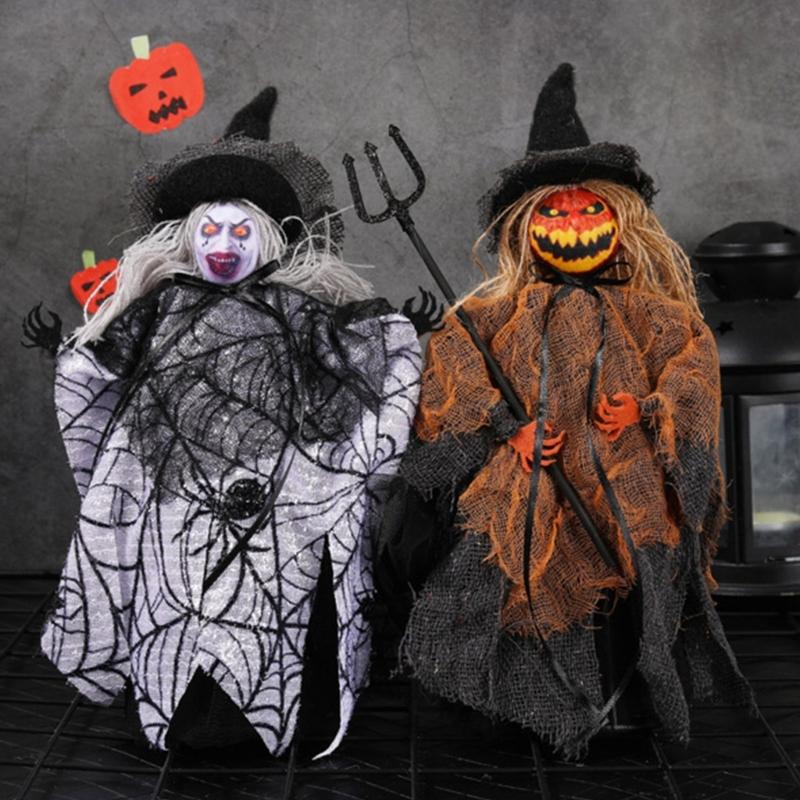 Eerie Halloween Festival Decoration Unique Halloween Tree Toppers with Specter Pumpkin Figurine for Holiday Decors