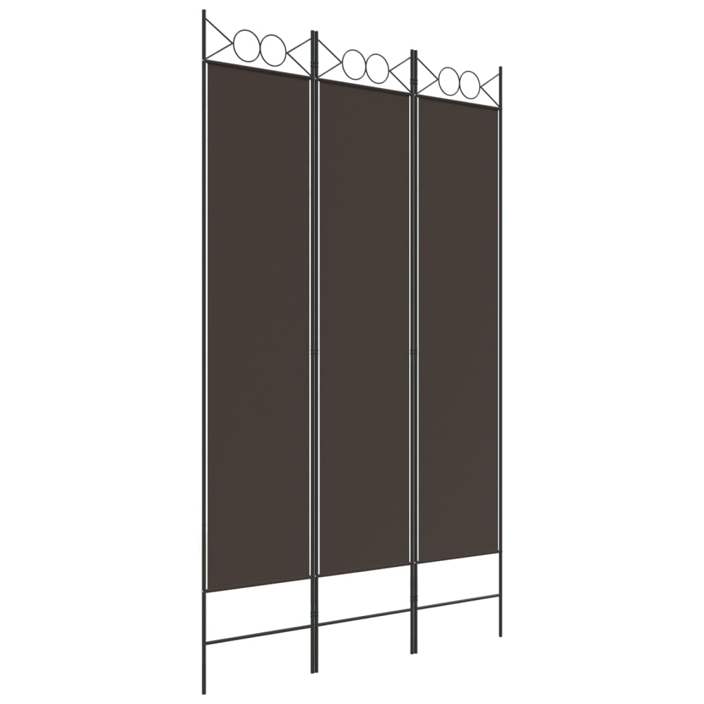 3 panel Room Divider Brown 120x200 cm Fabric