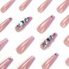 Wearable Nail Art Long Ballet Pink Wearable Nail Long Rhinestone Nail Art Finished Press on nail
