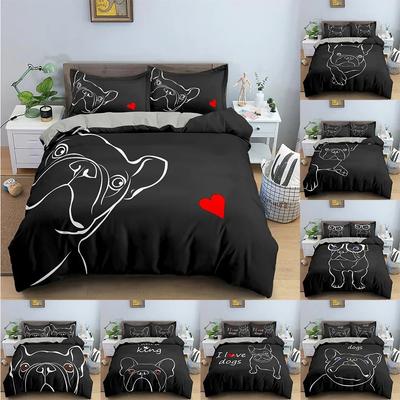Bettbezug mit Cartoon-Hund und süßem Haustier-Druck, Bettbezug, Twin King, Bettbezug mit Kissenbezug, Bettwäsche
