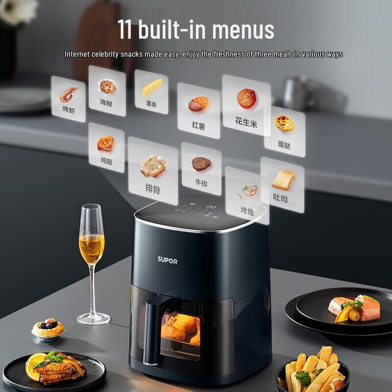 SUPOR 6L Smart Steam Air Fryer with LCD Touch Control CN Plug (adapter Included)