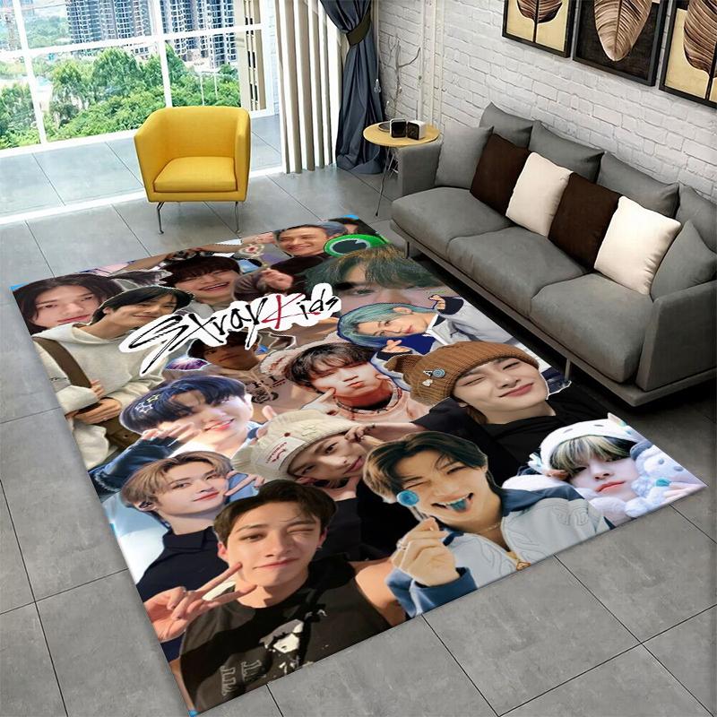 Kpop Stray Kids Gwiazda Muzyki Dywanik do Pokoju Zabaw Sypialni Salonu Kanapy Wystroju Domu, Dywanik dla Dzieci Antypoślizgowa Mata Podłogowa Prezent