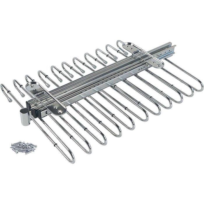 Porte-pantalons extractible - emuca - chromé - acier - 11 tringles - coulisses à billes