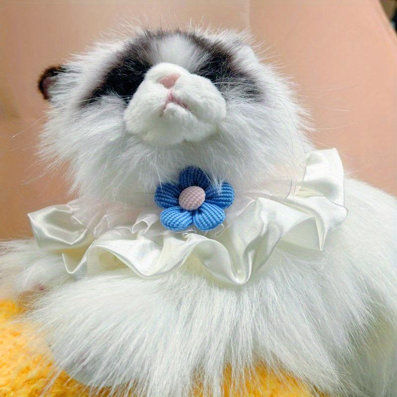 3D Floral Cat Bib with Ruffle Design and Color Block Patchwork for Weddings