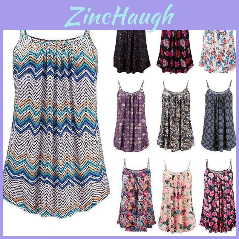 Elegant Women's Summer Strappy Tops Cami Dress In Floral Print For Beach Outings