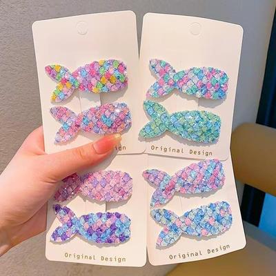 New Fashion Kids Sirena Forcine Cartoon Coda di pesce Paillettes Fermaglio per capelli per ragazze Accessori per capelli per bambini
